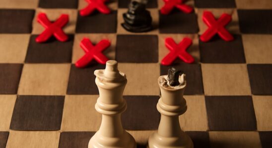 Chessboard showing a drawn position