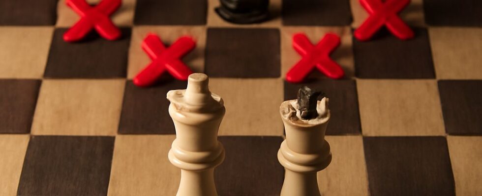 Chessboard showing a drawn position