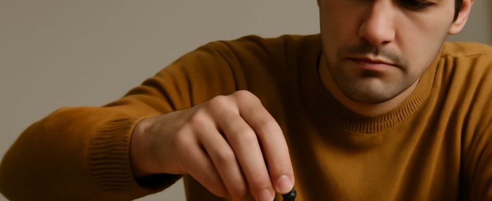 Chess player reviewing an annotated game beside a weekly training plan