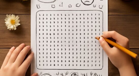 Large-letter easy word search grid for children