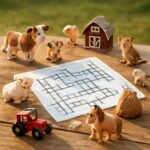 Kids crossword puzzle grids with clues and separate answer keys