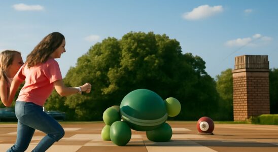 Character jumping between platforms in a side-scrolling video game