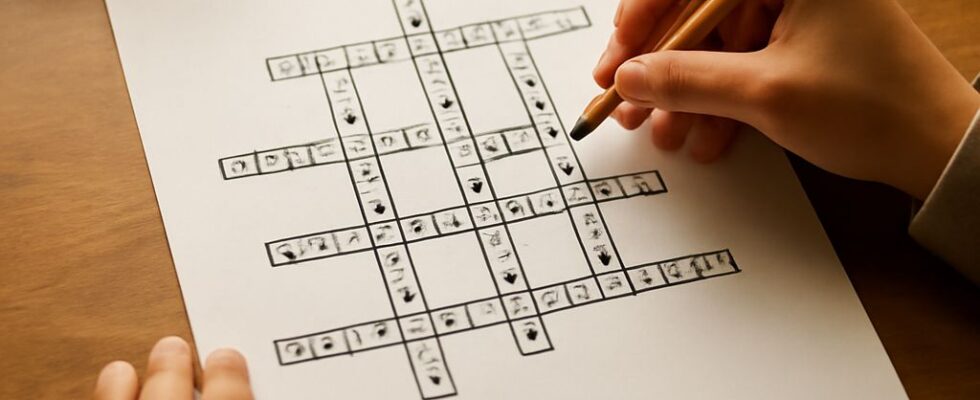 Printable Spanish crossword grid with numbered cells and Spanish clues