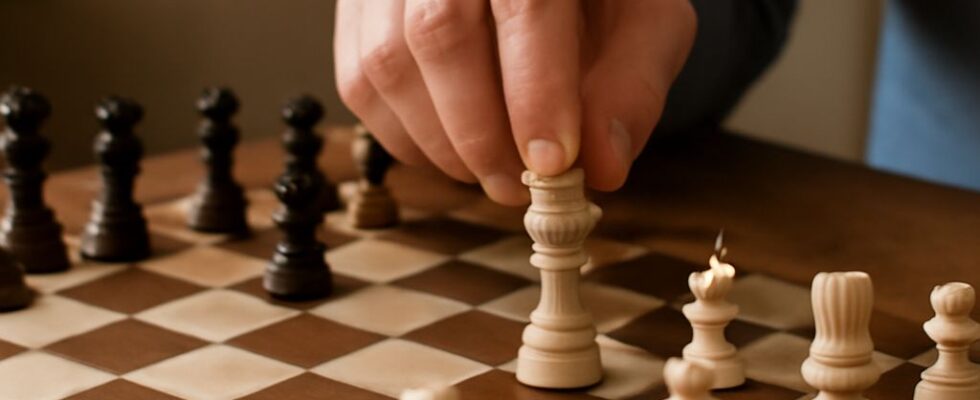 Chessboard showing the Ruy Lopez Spanish Opening after 1.e4 e5 2.Nf3 Nc6 3.Bb5