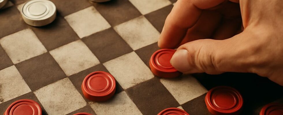 Checkers game board setup