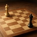 Chess board pieces arranged for a game