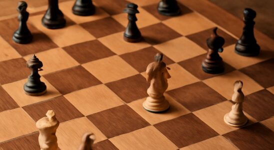 Chess board displaying strategic moves