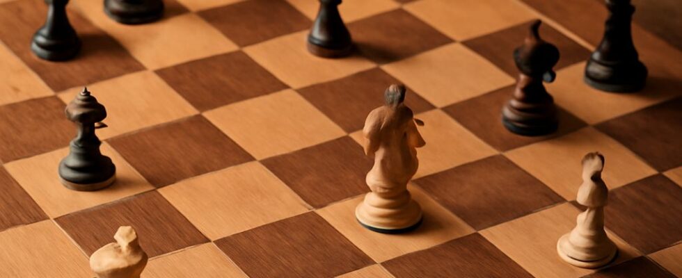 Chess board displaying strategic moves