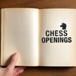 Chess board with pieces arranged for an opening move