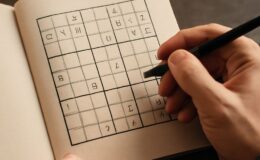 A challenging sudoku puzzle with numbers partially filled in.