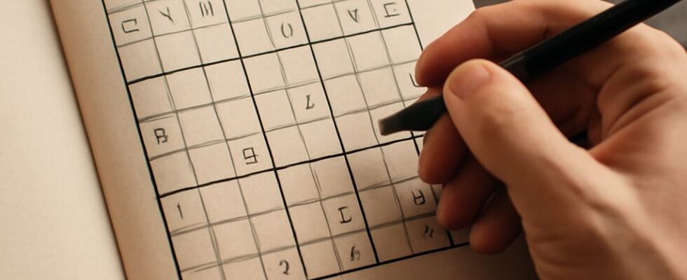 A challenging sudoku puzzle with numbers partially filled in.