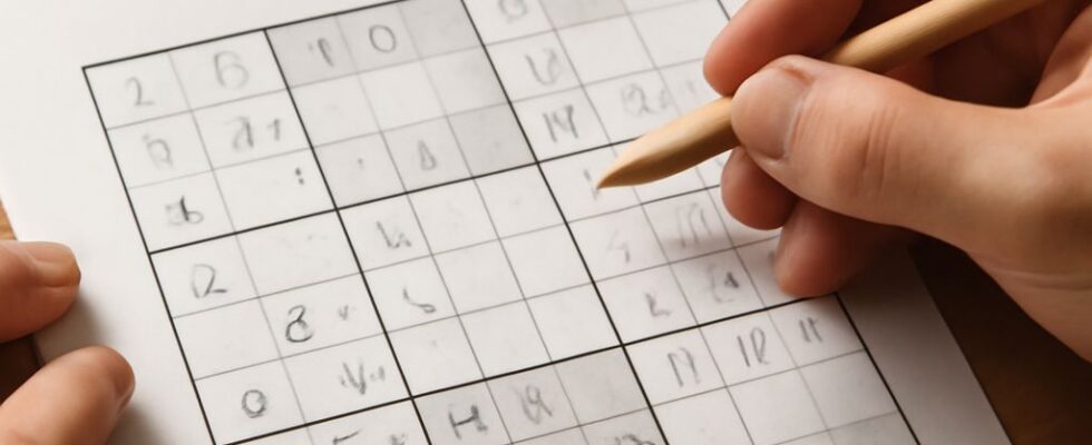 Sudoku puzzle grid with numbers