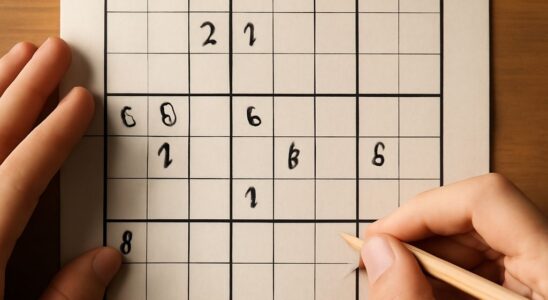 Sudoku puzzle with numbers and grid