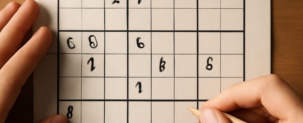 Sudoku puzzle with numbers and grid